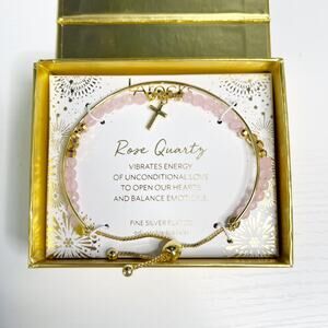 LA Rocks Rose Quartz Bracelet Adjustable NEW